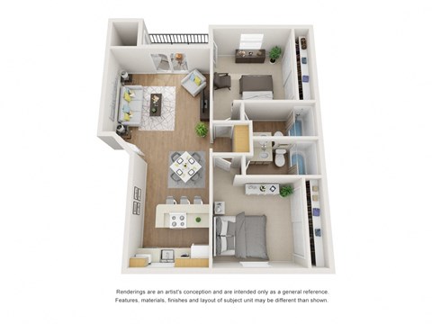 2 Bedroom 2 Bathroom Floor Plan at Ascent on Peoria, Phoenix